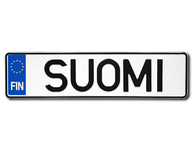 03. Finnisches Autoschild mit EU-Zeichen, 440 x 110 mm
